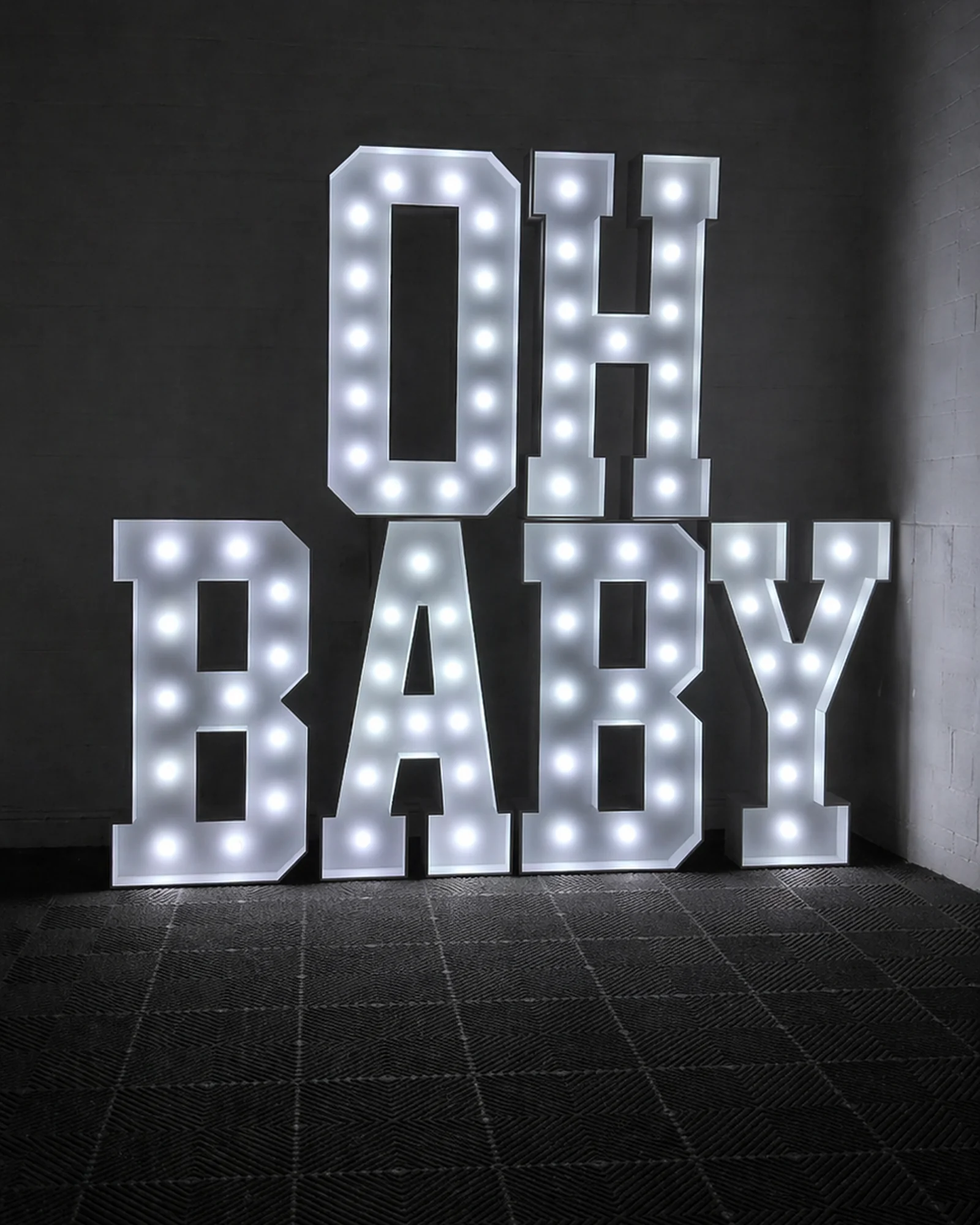 OH BABY 4ft marquee in cool white — illustration